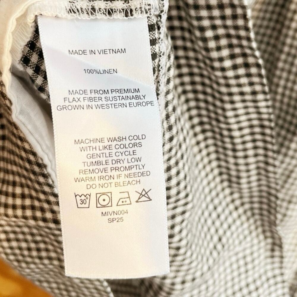 Quince 100% European Linen Sleeveless Swing Dress Classic Mini Gingham - Picture 5 of 6